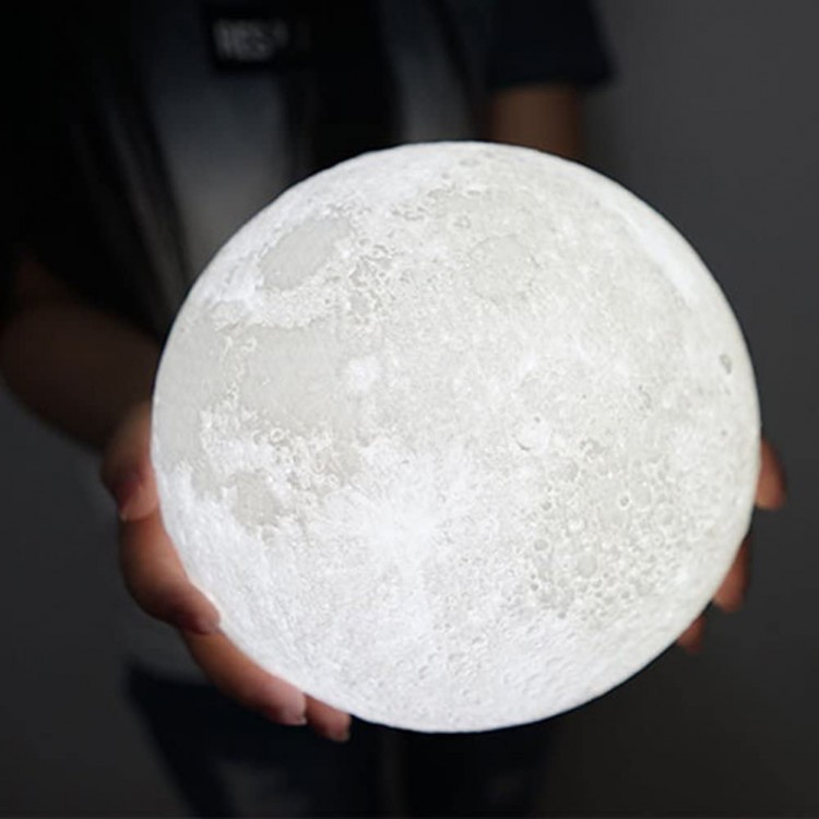 Nostalgish Moon Lamp Unique Gift 3D Print 3 Colors Warn Cool & Harvest Lunar Lamp Rechargeable and Touch Control Brightness 10cm