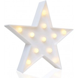 Novelty Place Star Marquee Sign Lights Warm White LED Lamp Living Room Bedroom Table & Wall Christmas Decoration for Kids & Adults Battery Powered 10 Inches High