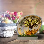 SDFDS Creative Wooden Easter LED Ornament Decor Easter Bunny Table Top Decorations with Lighting Kids Adult Gift