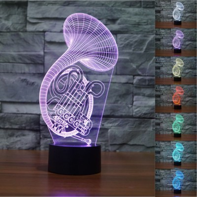 SUPERNIUDB Musical Instruments Saxophone Night Light Acrylic 3D LED USB 7 Color Change LED Table Lamp Xmas Toy Gift