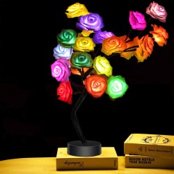 Tabe Lamp Color Changing Flower Tree Rose lamp with Remote Control with Timer Christmas Birthday Gift for Girl Kids Women for Holiday and PartyBlack