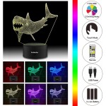 YeeSeeJee Shark Toys,Shark Night Light with 7 Colors Adjustable Timer Remote Control Shark Toys for Boys Birthday Gifts for Girls Age 5 6 7 8 9 Year Old Boys Gifts Shark 7CB