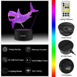 YeeSeeJee Shark Toys,Shark Night Light with 7 Colors Adjustable Timer Remote Control Shark Toys for Boys Birthday Gifts for Girls Age 5 6 7 8 9 Year Old Boys Gifts Shark 7CB