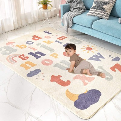 Abreeze Play Mat Faux Wool Kids Play Area Rugs 4' x 5.3' Non-Slip Childrens Carpet ABC Number Educational Learning & Game Decor Living Room Bedroom Playroom Nursery Best Shower Gift