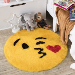 Emoji Rug Soft and Cute Made in France Emoji Mat fit for Any Room Dorm Bed Bathroom Kids Room Emojis Kiss