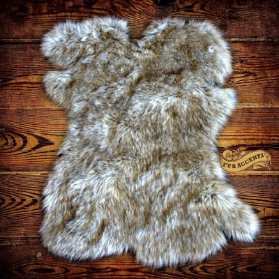 Gray Wolf Faux Fur Pelt Rug Sheepskin Shag Shaggy Throw Accent Carpet -Kids Bedroom Play Rug Nursery Crib Mat Design by Fur Accents 48''x60''