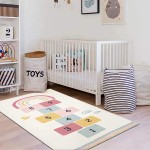 HiiARug Soft Kids Play Mat Extra Large Hopscotch Rug for Kids Number Educational & Fun Kids Area Rug Rainbow Carpet Floor Mat for Children Nursery Bedroom Living Room 4x6 ft Colorful