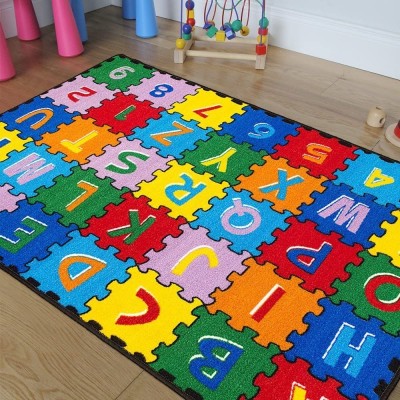 Kids Baby Room Daycare Classroom Playroom Area Rug ABC Puzzle A-Z and 1-9 Educational Fun Play Mat Bright Colorful Vibrant Colors 8 Feet X 10 Feet