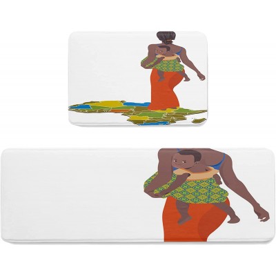 Kitchen Rugs and Mats African Woman with Her Child on the White Background Non Slip Floor Entry Door Mat Doormat Laundry Room Accent Throw Hallway Rug Runner Absorbent Bath Mat Runner Rug