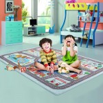 LIVEBOX Kids Rug City Life Playroom Carpet 4' x 6' Washable Children's Educational Large Playmat ,Learn Have Fun Safely Road Traffic Nursery Rugs for Playing with Cars for Kids Room Bedroom