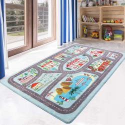 LIVEBOX Kids Rug City Life Playroom Carpet 4' x 6' Washable Children's Educational Large Playmat ,Learn Have Fun Safely Road Traffic Nursery Rugs for Playing with Cars for Kids Room Bedroom