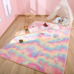 Maxsoft Furry Kids Rainbow Rugs Colorful Area Rug for Girls Bedroom Nursery Play Room Fuzzy Carpet for Living Room Kids Room Cute 4x5.9 Feet
