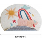 Poitemsic 4Ft Cartoon Clound Round Area Rug for Girls Bedroom Decoration Teen Girls Room Rugs Soft Floor Carpet for Teen Girls Bedroom Playroom Nursery Room