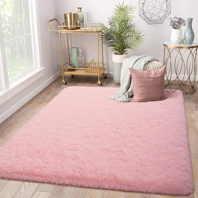 Terrug Super Soft Area Rugs for Bedroom Shaggy Carpet for Bedroom Girls Fluffy Plush Rug for Kids Room Dorm Boys Girls Home Decor Non-Slip Rug 5X8 Feet Pink