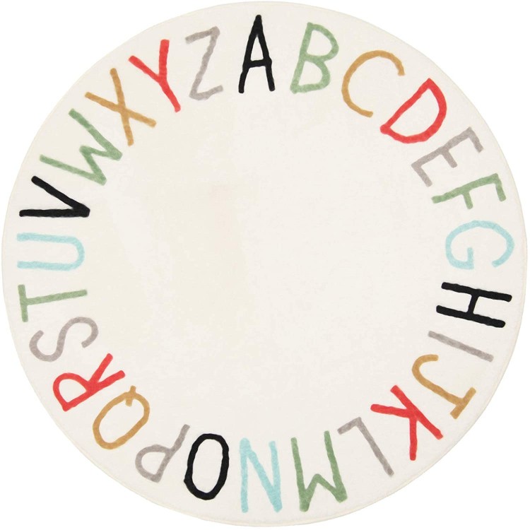 Topotdor Rainbow Round Kids Play Rug Alphabet Nursery Area Rug Extra Large Soft Crawling Play Mat for Children Toddlers Bedroom 40 inch Multi Color