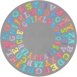 YEAHSPACE 5Ft Alphabet Rug Round ABC Rug 60 Inch Circle Letters Classrooms Kids Room Activity Centerpiece Play Rug-Cute Colorful Alphabet ABC Grey