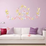 120 Pieces 3D Paper Butterfly Wall Stickers 3 Colors Removable Butterflies Decor Butterfly Wall Decals for Living Room Home Nursery Girls Bedroom DIY Wall Decorations Silver Gold Champagne