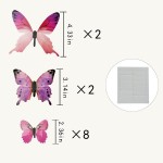 12Pcs Removable Mural 3D Butterfly Wall Stickers DIY Butterfly Wall Stickers Decor Removable Sticker Room Decor Wall Stickers Decal for Home Decor Pink