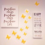 24pcs 3D Butterfly Removable Mural Stickers Wall Stickers Decal for Home and Room Decoration Yellow
