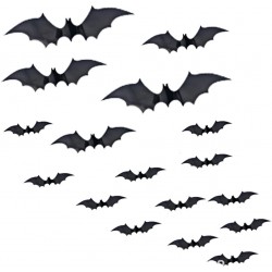 28 Pcs Halloween Party Supplies 3D Bats Decoration 4 Different Sizes Black Realistic Scary Bats Wall Sticker for Home Room Decor DIY Wall Decal Halloween Decorations Outdoor Indoor Party Supplies