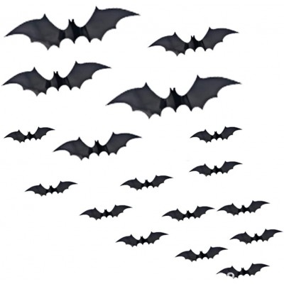 28 Pcs Halloween Party Supplies 3D Bats Decoration 4 Different Sizes Black Realistic Scary Bats Wall Sticker for Home Room Decor DIY Wall Decal Halloween Decorations Outdoor Indoor Party Supplies