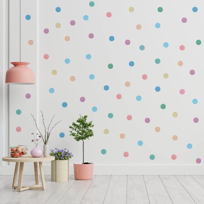 360 Pieces Polka Dot Wall Decals for Girls Bedroom Multi-Color Dots Pastel Peel and Stick Dots Wall Decor Sticker Kids Rainbow Polka Dot Wall Circle Stickers for Bedroom Living Room Nursery 1 Inches