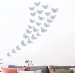 3D Butterfly Wall Art Decoration Stickers Glitter Silver Removable Wall Decals Mural DIY for Kids Girl Boy Bedroom Living Room for Home and Room with 3 Sizes 24pcs Craft Decor