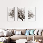 3PCS 12x24 Tree Wall Decal 3 Pictures Wall Decor Plants Wall Stickers Removable Peel and Stick Home Decor for Living Room TV Sofa Background Kids Girls Bedroom Playroom Nursery Decoration Brown …