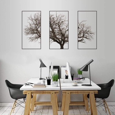 3PCS 12"x24" Tree Wall Decal 3 Pictures Wall Decor Plants Wall Stickers Removable Peel and Stick Home Decor for Living Room TV Sofa Background Kids Girls Bedroom Playroom Nursery Decoration Brown …