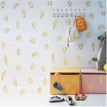 50 pcs Geometric Shapes & Gems Wall Stickers Home Decor Vinyl Decals for Kids Room D999 Gold