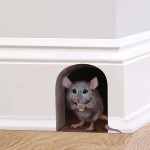 5PC Realistic 3D Mouse Hole Wall Sticker Mouse in A Hole Wall Decal Fun Art Animal Stickers Vinyl Home Decor for Living Room Nursery Bedroom Kids Room Wall Decoration N