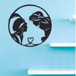 Aladdin and Jasmine Walt Disney Wall Sticker Vinyl Wall Art Decal for Girls Boys Baby Kid Bedroom Nursery Daycare Kindergarten Cartoon Home Decor Stickers Wall Art Vinyl Decoration Size 20x20 inch