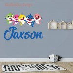 Baby Shark Name Series Nursery Wall Decal Baby Shark Wall Decals Vinyl Sticker for Baby Boy Home Decor Sharks Wall Decals Baby Shark Wall Stickers Baby Shark Name Decal Medium W 30 x H 21