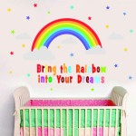 Bamsod Rainbow Wall Sticker Kids Wall Decal Art Girls Star Bedroom Nursery Home Decor 16.5x32.6 inch