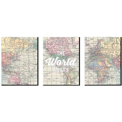 Big Dot of Happiness World Awaits Nursery Wall Art Kids Room Decor and Travel Map Home Decorations Gift Ideas 7.5 x 10 inches Set of 3 Prints