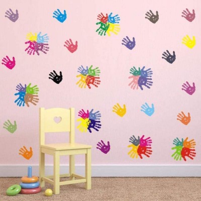 BUCKOO Colorful Hand Prints Wall Decal Sticker Peel and Stick DIY Easy to Install | Nursery Playroom Classroom or Daycare Decor Wall Decals Home Decor
