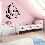 Bugs Bunny What's Up Doc Quote Looney Tunes Cartoon Wall Sticker Art Decal for Girls Boys Room Bedroom Nursery Kindergarten House Fun Home Decor Stickers Wall Art Vinyl Decoration Size 10x8 inch