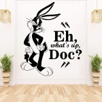 Bugs Bunny What's Up Doc Quote Looney Tunes Cartoon Wall Sticker Art Decal for Girls Boys Room Bedroom Nursery Kindergarten House Fun Home Decor Stickers Wall Art Vinyl Decoration Size 10x8 inch