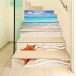 ceng-AIO 6pcs Set 3D Beach Starfish Staircase Stair Riser Floor Sticker Self Adhesive DIY Stairway Waterproof PVC Wall Decal Home Decor