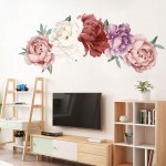 CONSTR Wall StickersSelf-Adhesive Peony Flower Wall Sticker Living Room Wallpaper Decal Home Decor 4