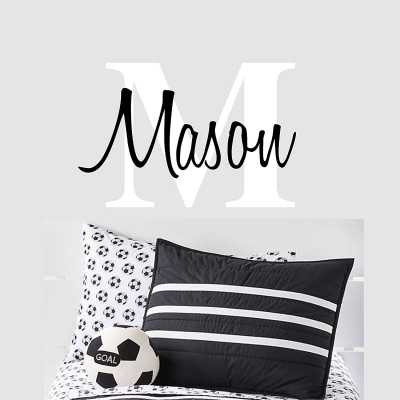 Custom Name & Initial Wall Decal- Baby Boy Girl Unisex Nursery Decal for Home Bedroom Children Wall Sticker 400 22" Wide x 15" high