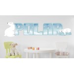 Cute Polar Bear Wall Decal with Name Alaska Nursery Wall Sticker 3D Print Drawing Wallpaper Home Decor Bedroom Wall Art Smash KA511 Medium 38 W x 14 H I