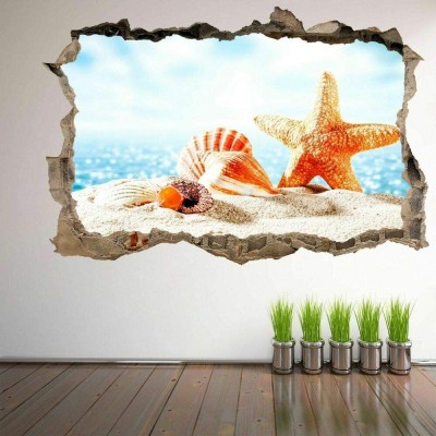 Diuangfoong Seashells Starfish Beach Sea Shells Wall Art Sticker Mural Decal Home Decor 25" x 17"