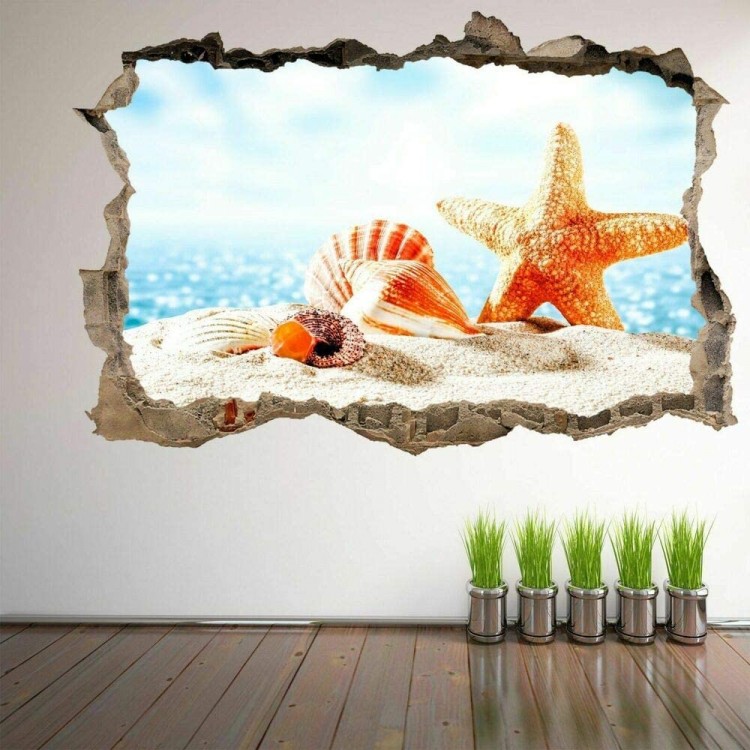 Diuangfoong Seashells Starfish Beach Sea Shells Wall Art Sticker Mural Decal Home Decor 25 x 17