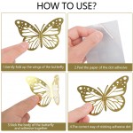 DIYASY Butterfly Wall Décor,36 Pcs Gold 3D Butterfly Stickers Decals for Room,Bedroom,Wedding and Nursery Decoration