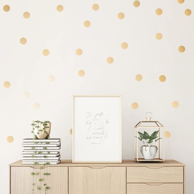 Easy Peel + Stick Gold Wall Decal Dots 2 Inch 100 Decals Safe on Walls & Paint Metallic Vinyl Polka Dot Decor Round Circle Art Glitter Stickers Large Paper Sheet Baby Nursery Room Set