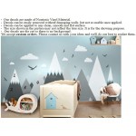 Gray Cream Mountains Wall Stickers Home Decor for Kids Room Nursery Eagles Pine Trees Clouds Beautiful Art Murals Decal 40X47in