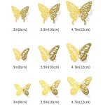 Huge Me 36Pcs Metallic Art Butterfly Removable Mural Stickers Wall Decal Decor for Home Kids Bedroom and Nursery Party Decoration--DEF Series Gold
