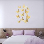 Huge Me 36Pcs Metallic Art Butterfly Removable Mural Stickers Wall Decal Decor for Home Kids Bedroom and Nursery Party Decoration--DEF Series Gold