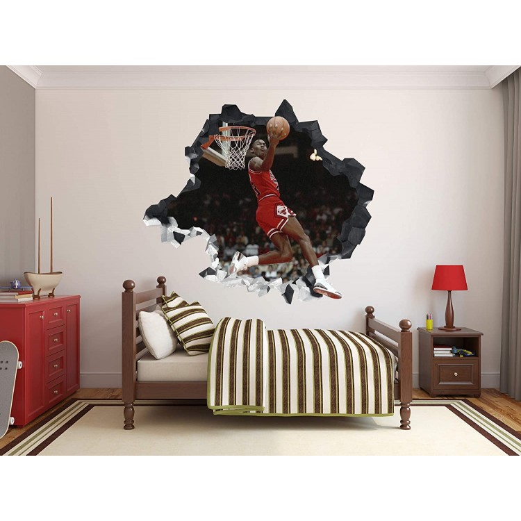 Jordan Dunk Bulls Wall Hole 3D Decal Vinyl Sticker Decor Room Smashed Legends Home Decor Dream Team 45W x 40H